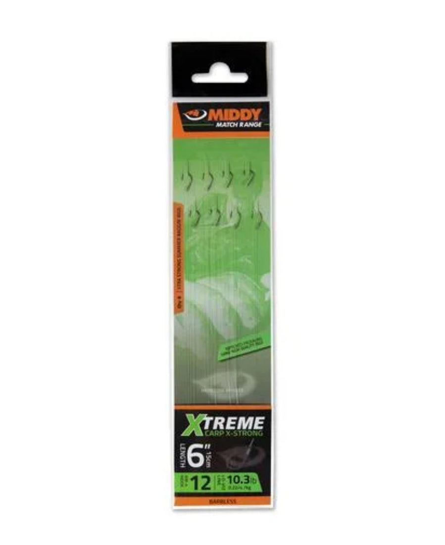 MIDDY Xtreme Carp X-Strong 6" Rigs (8pc pkt) - Middy size 18 to 5.2lbs