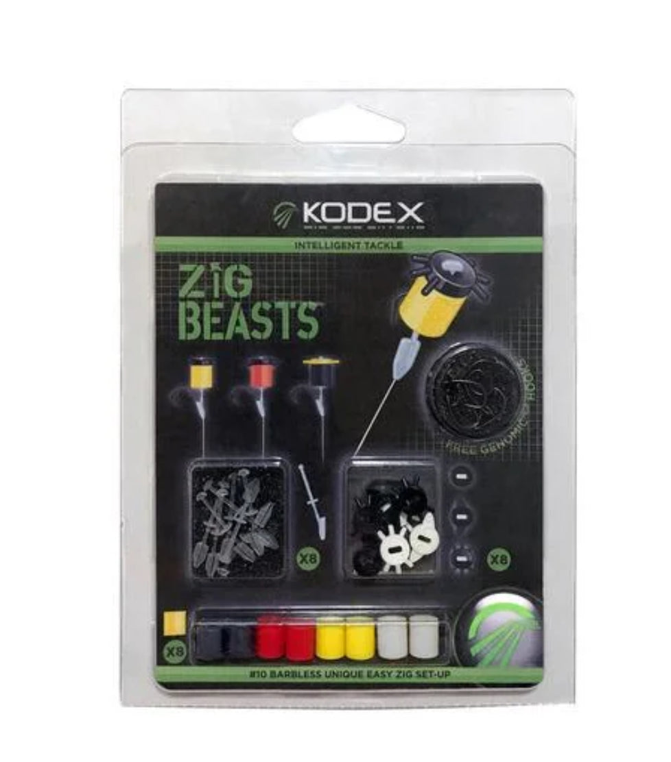 KODEX Zig Beasts 10s Micro Barb/Barbless Kit (Foams, Tops, Hair-Stems and Hooks) - KODEX Barbless