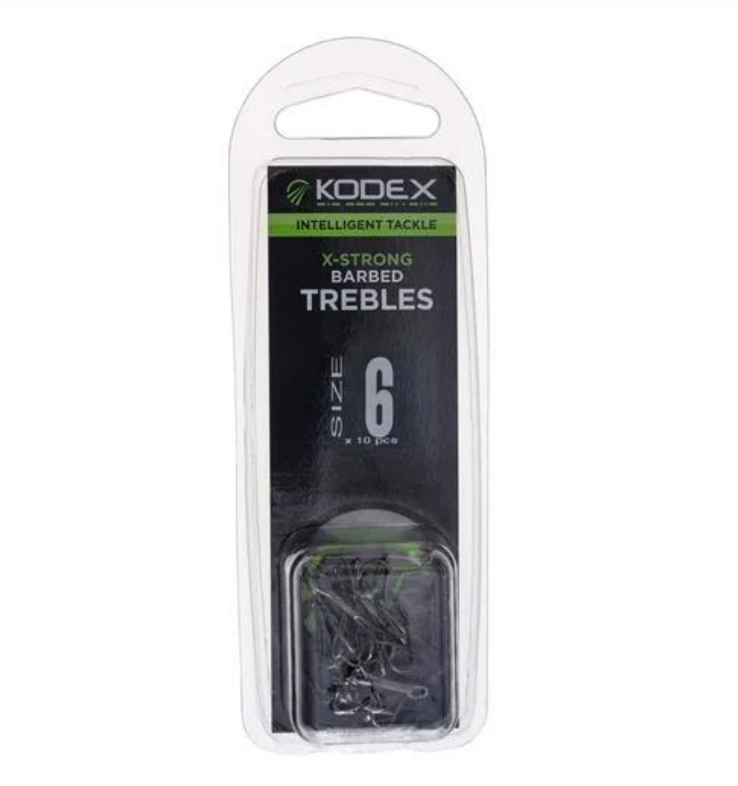 KODEX X-Strong Pike Treble Hooks: Barbed - Size 10 (10pc pkt) - KODEX