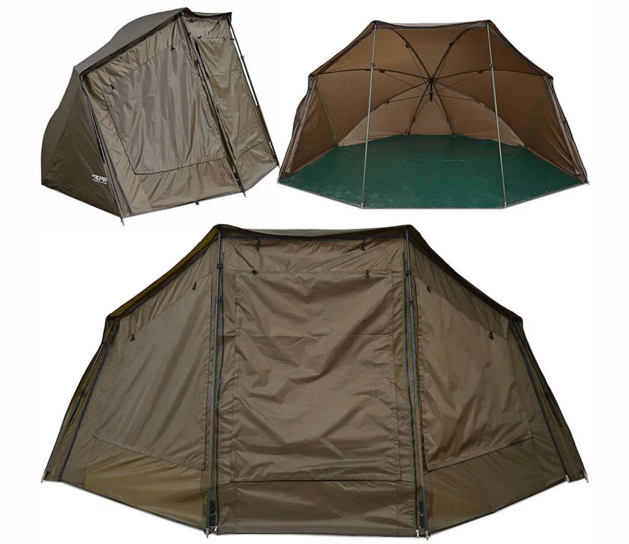 NGT XPR Shelter - Brolly system with Zip on Front. Includes groundsheet, Storm Poles and Case.
