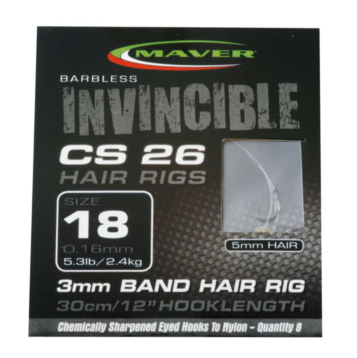 MAVER BARBLESS INVINCIBLE CS26 BANDED HAIR RIG