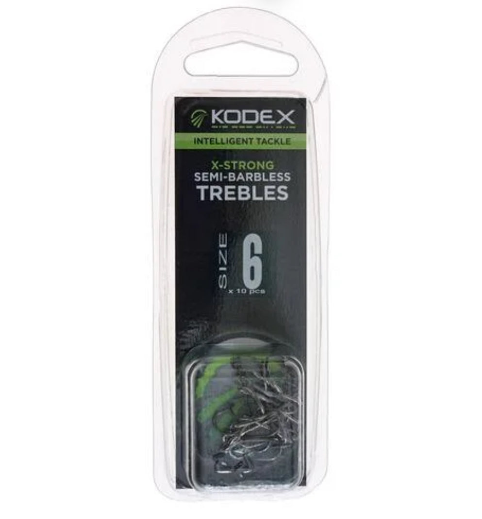 KODEX X-Strong Pike Treble Hooks: Semi-Barbless - Size 8 (10pc pkt) - KODEX