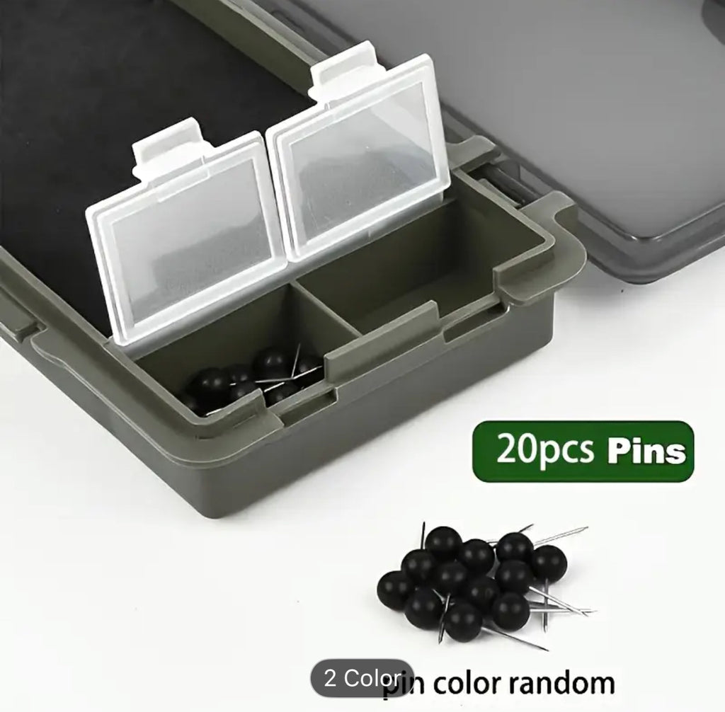 Hair Rig Tackle Box with Pins - Durable Carp Fishing Organizer, Snap Lid, Multicolor