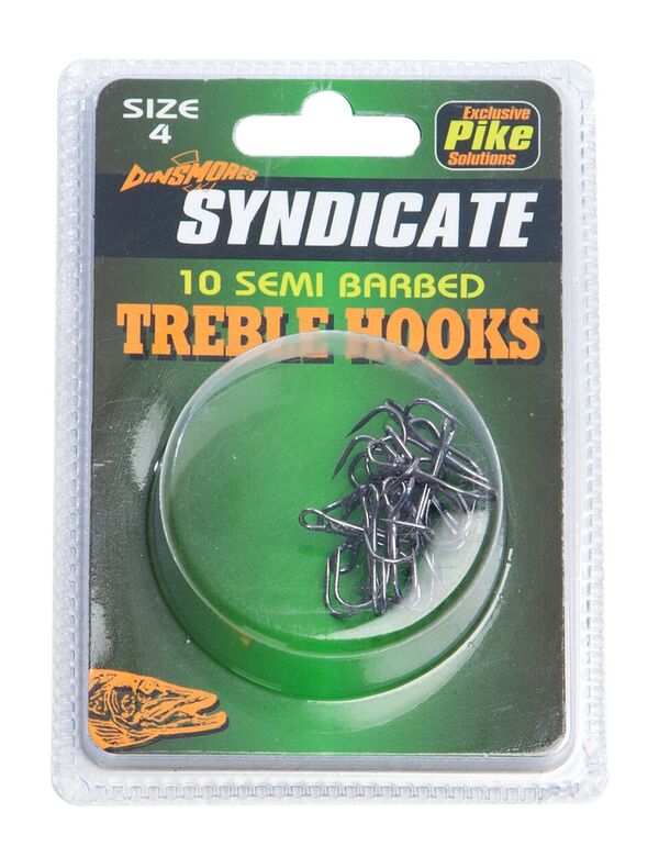 SEMI BARBED TREBLE HOOKS SIZE 6